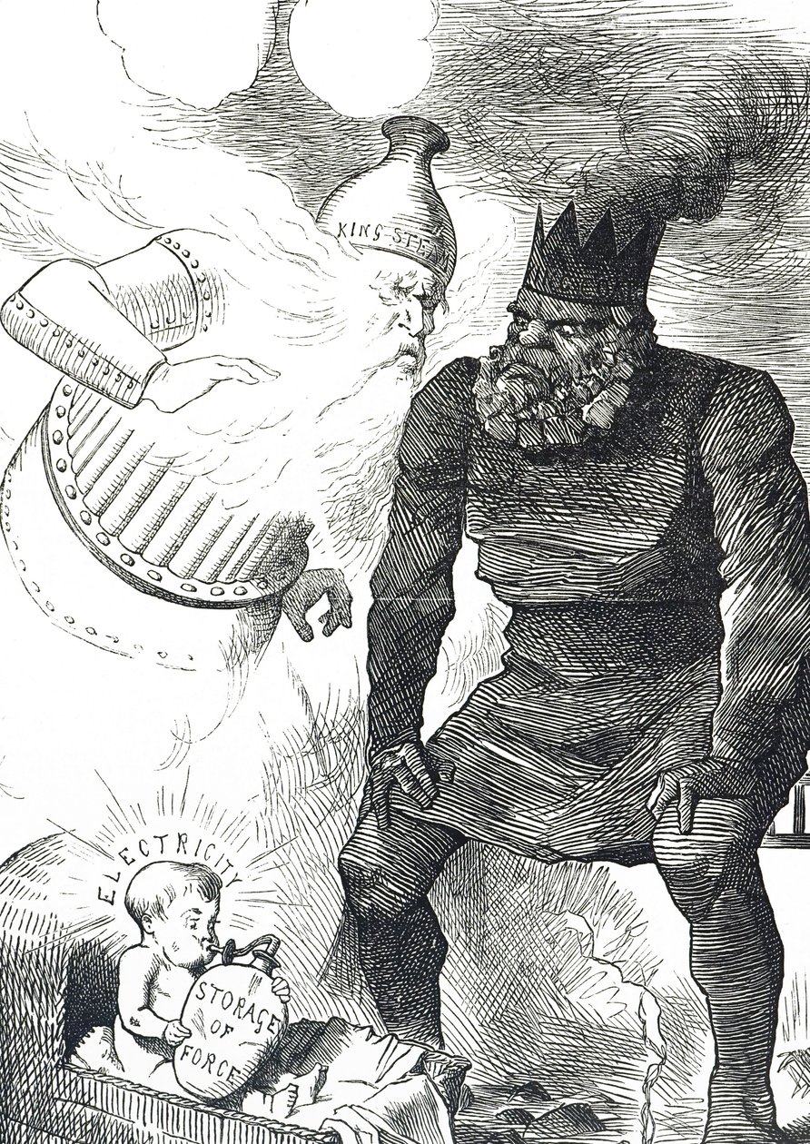 Kreslený komentář o dětství elektřiny od John Tenniel
