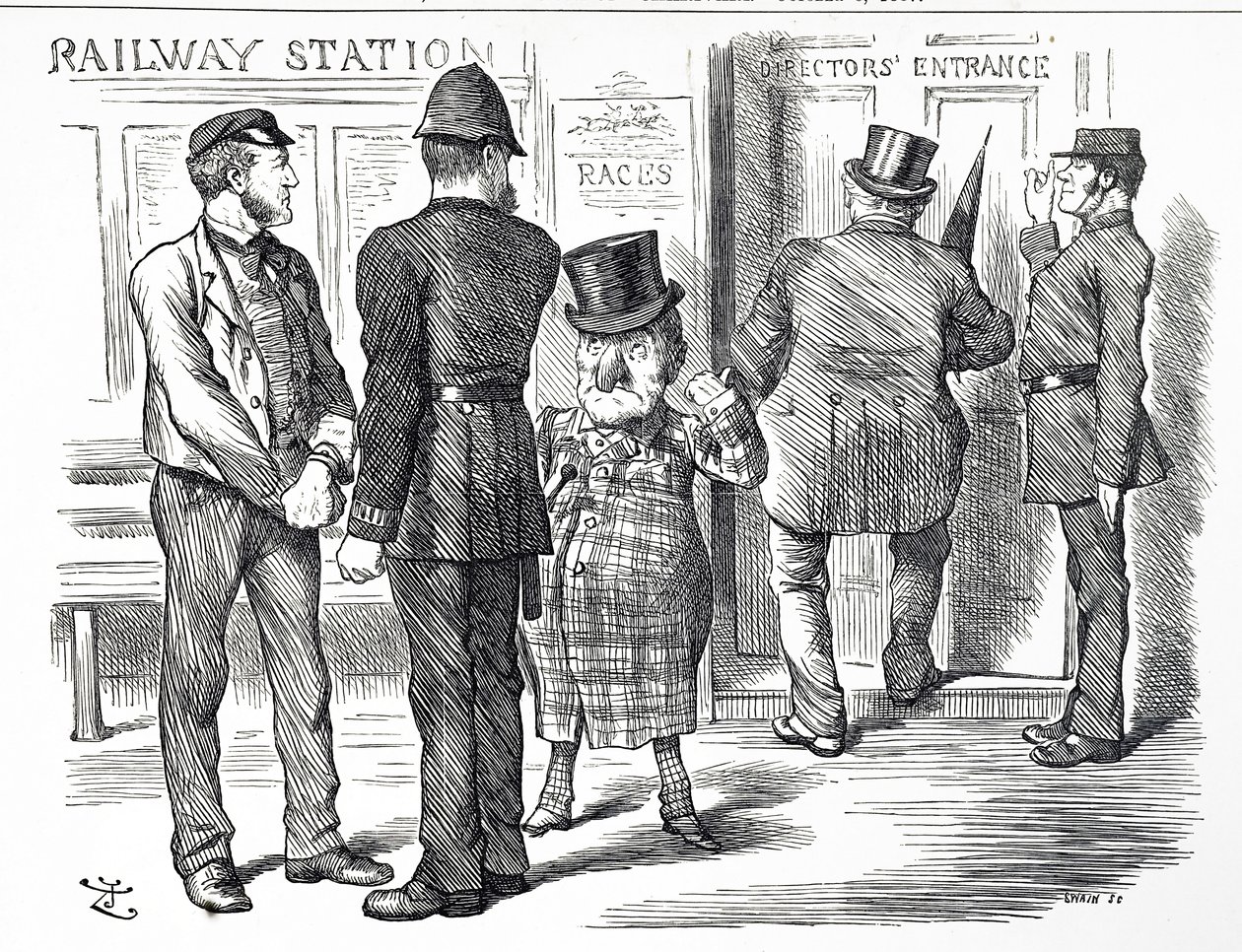 Kreslený komentář k prosbám o zavedení signálu blokového systému na britských železnicích od John Tenniel