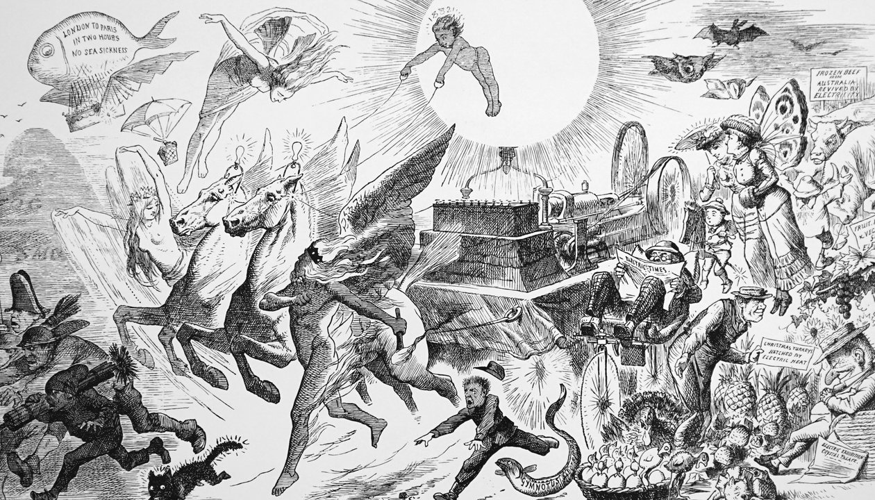 Sen pana Punche o tom, že elektřina zametá vše před tím od John Tenniel