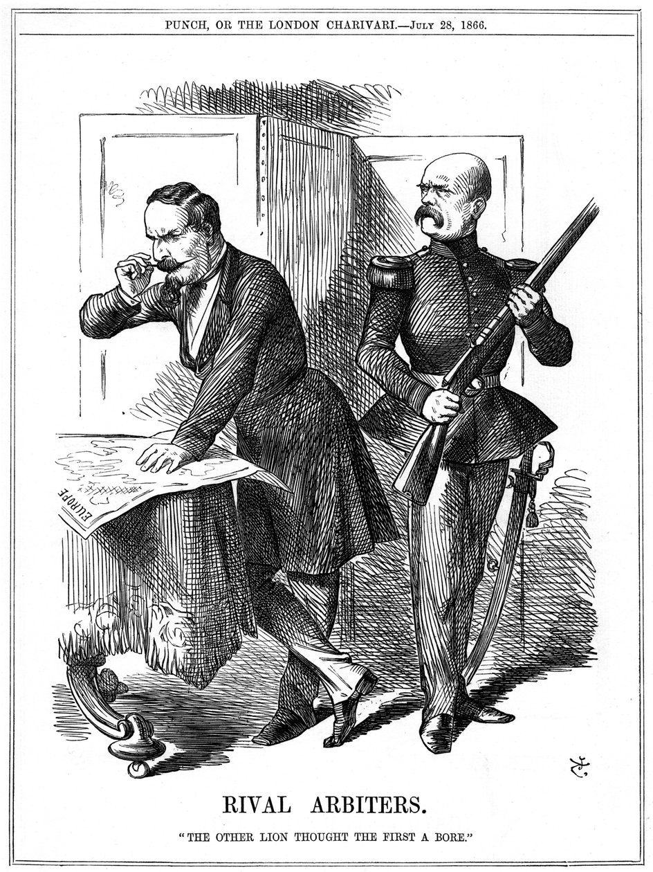 Napoleon III (1808-1873), císař Francie 1852-1870, a Otto von Bismarck (1808-1783), kancléř Pruska, rozřezávají Evropu. Jejich protichůdné ambice vedly k francouzsko-pruské válce v letech 1870-1871. John Tenniel karikatura z Punch, Londýn, 28. července 18 od John Tenniel