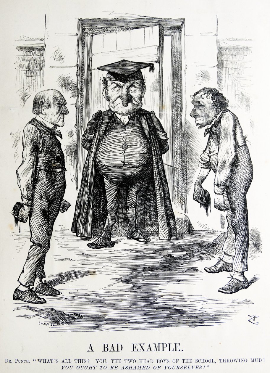 Politická satira zobrazující Williama Ewarta Gladstonea a Benjamina Disraeliho od John Tenniel