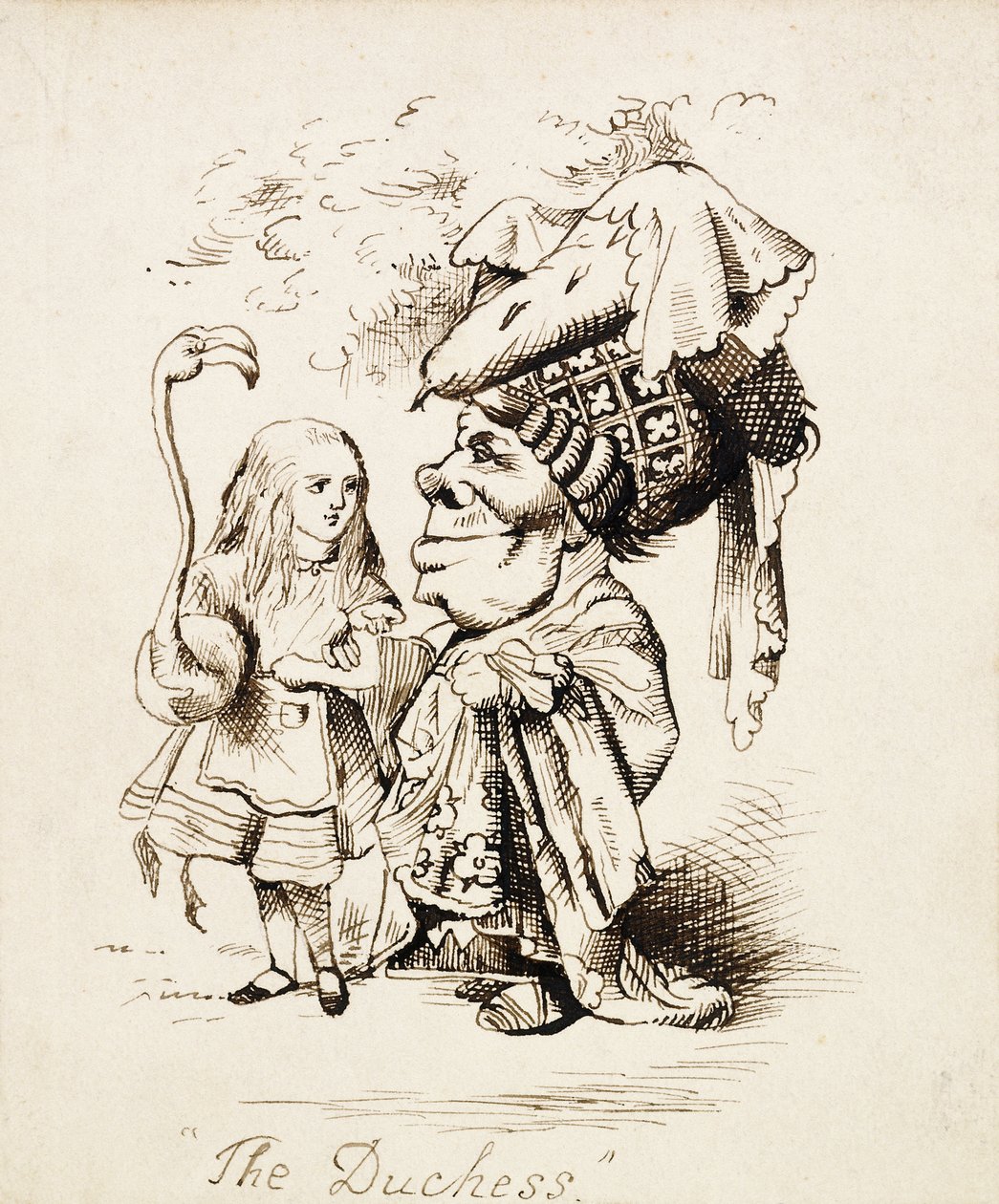 Vévodkyně, kolem roku 1865 (pero a hnědý inkoust) od John Tenniel