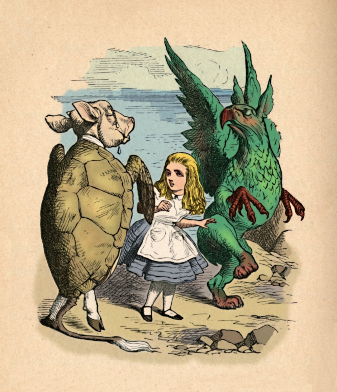 Mock Turtle, Alice and The Gryphon, 1889 od John Tenniel