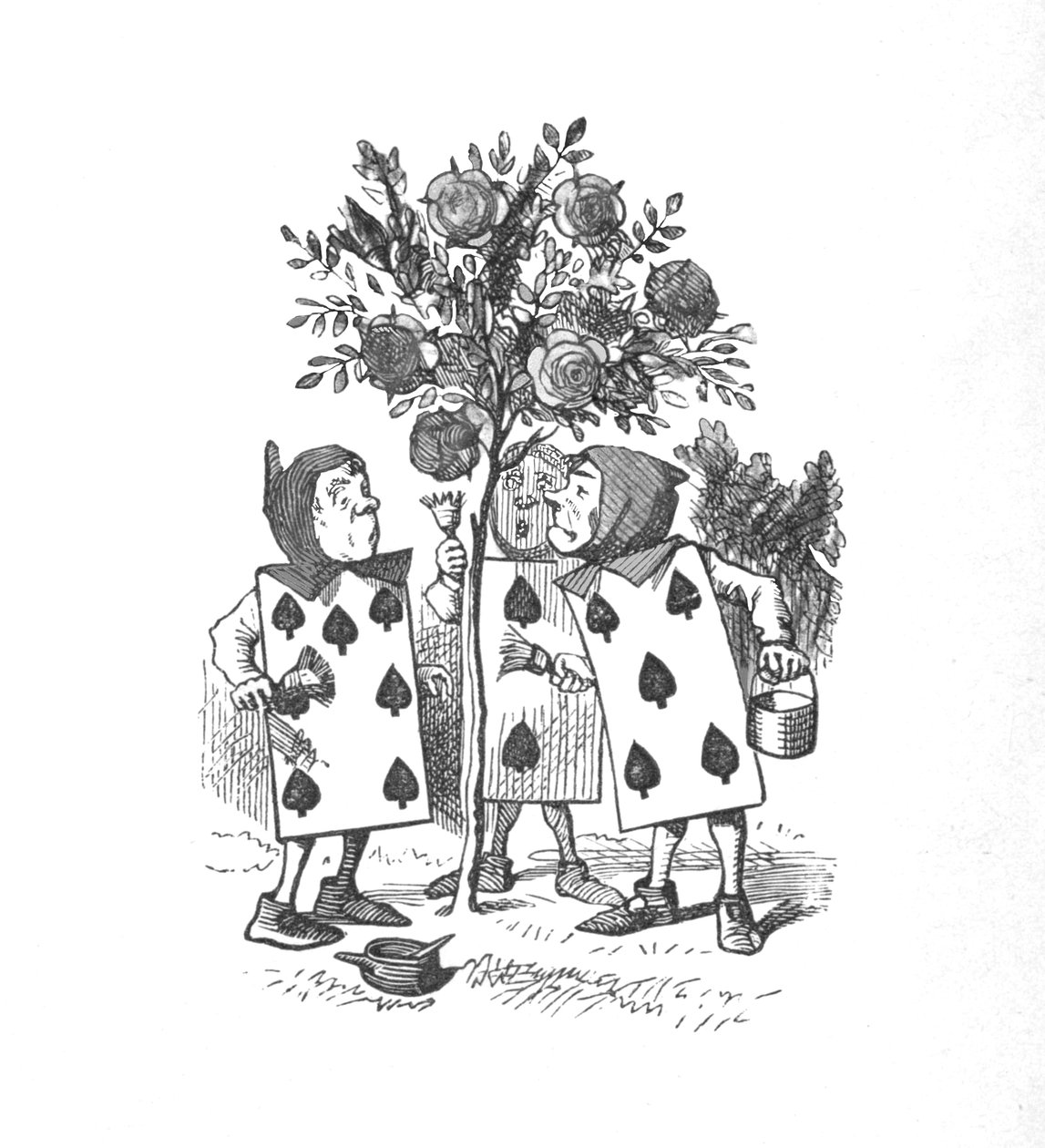 Hrací karty malující růžové keře, 1889 od John Tenniel