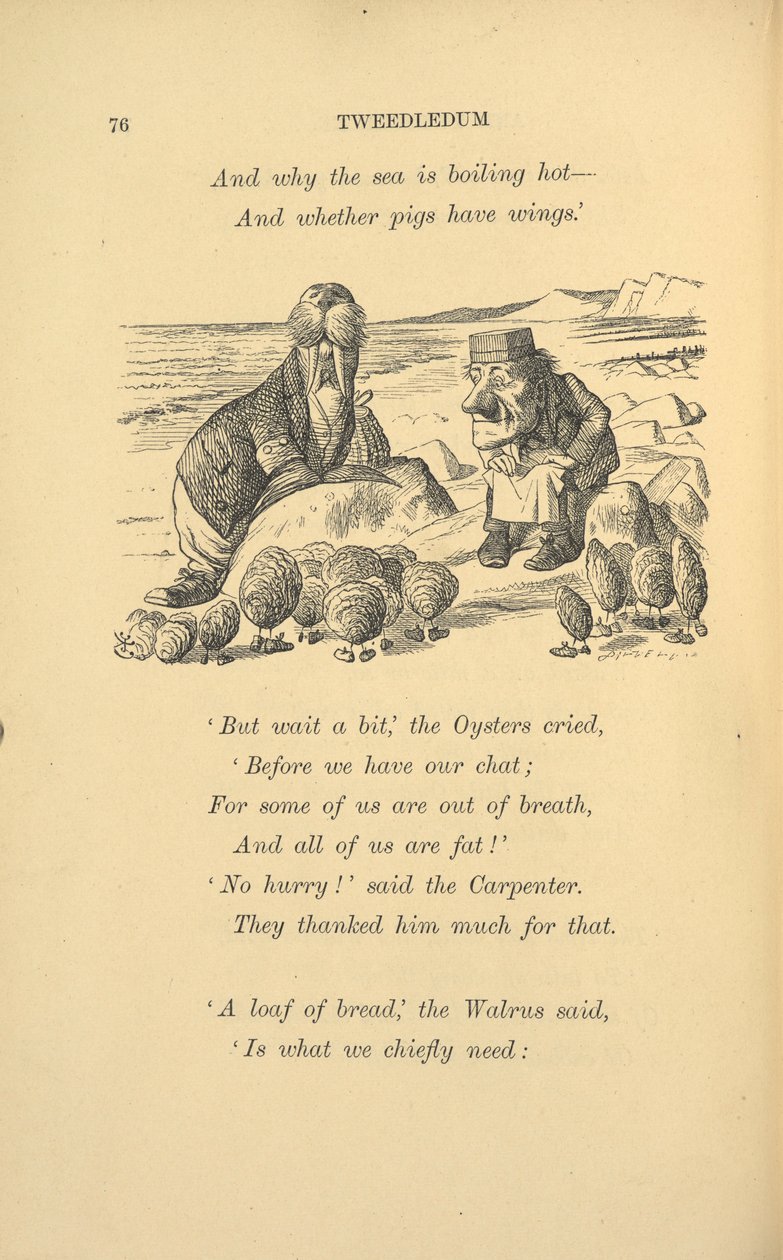 Mrož a tesař s ústřicemi. od John Tenniel
