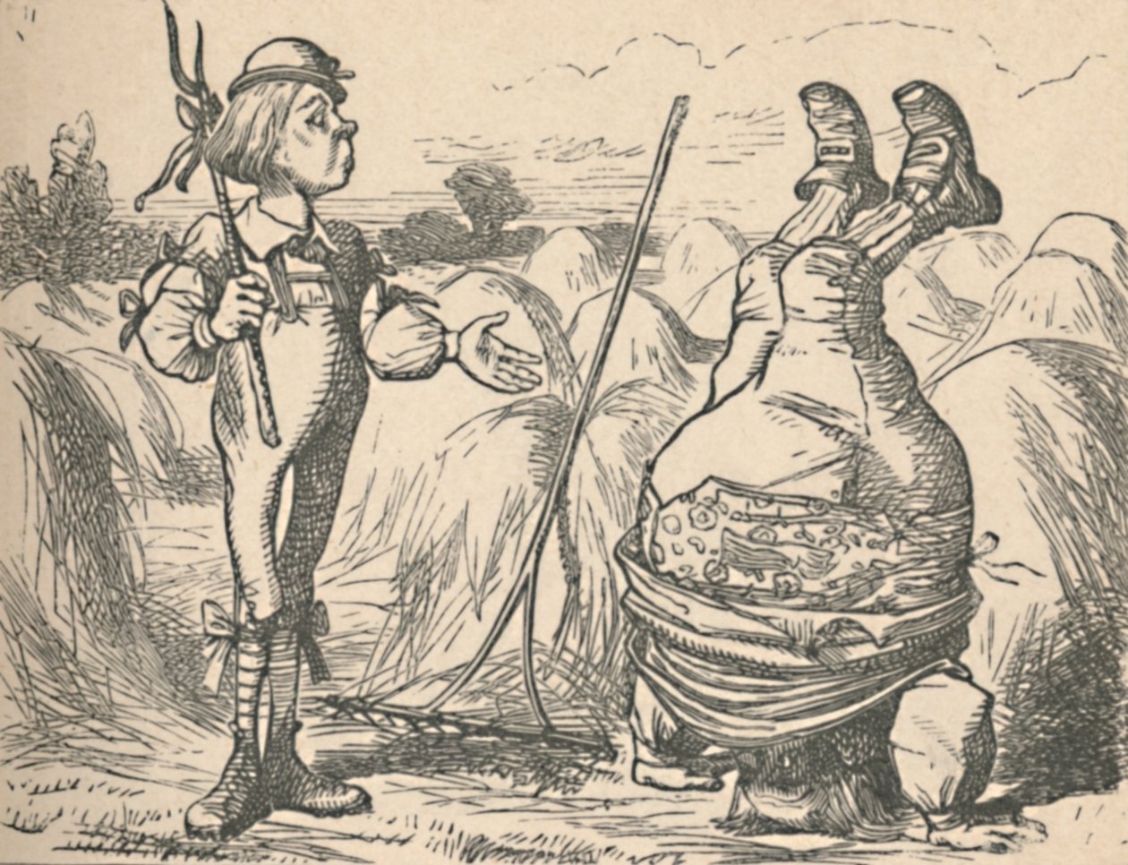Mladík mluví s tímto otcem, který dělá stojku, 1889 od John Tenniel