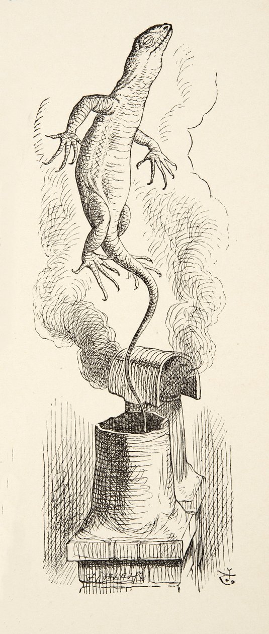 There Goes Bill!, z knihy Alenčina dobrodružství v říši divů od Lewise Carrolla (1832 - 98), vyd. 1891 od John Tenniel