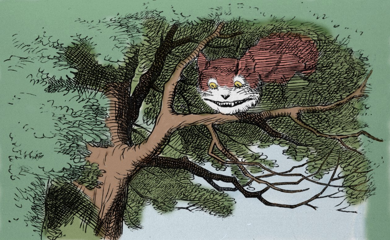 detail: Alenka a kočka, ilustrace Sir John Tenniel k prvnímu vydání pohádky Alenka v říši divů od anglického spisovatele Lewise Carrolla (Charles Lutwidge Dodgson) (1832-1898). od John Tenniel