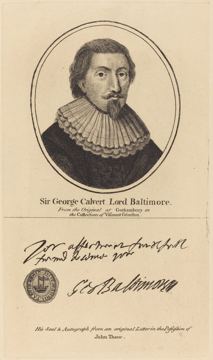 Sir George Calvert, lord Baltimore od John Thane