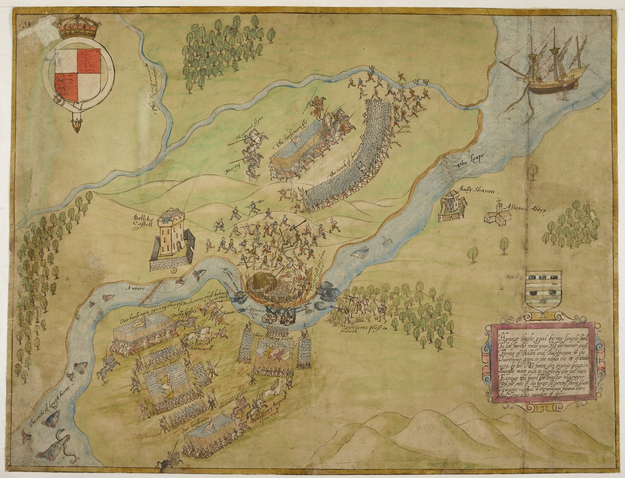 Cotton Augustus I ii 38, Barevná kresba bitvy u Ballyshannonu od John Thomas