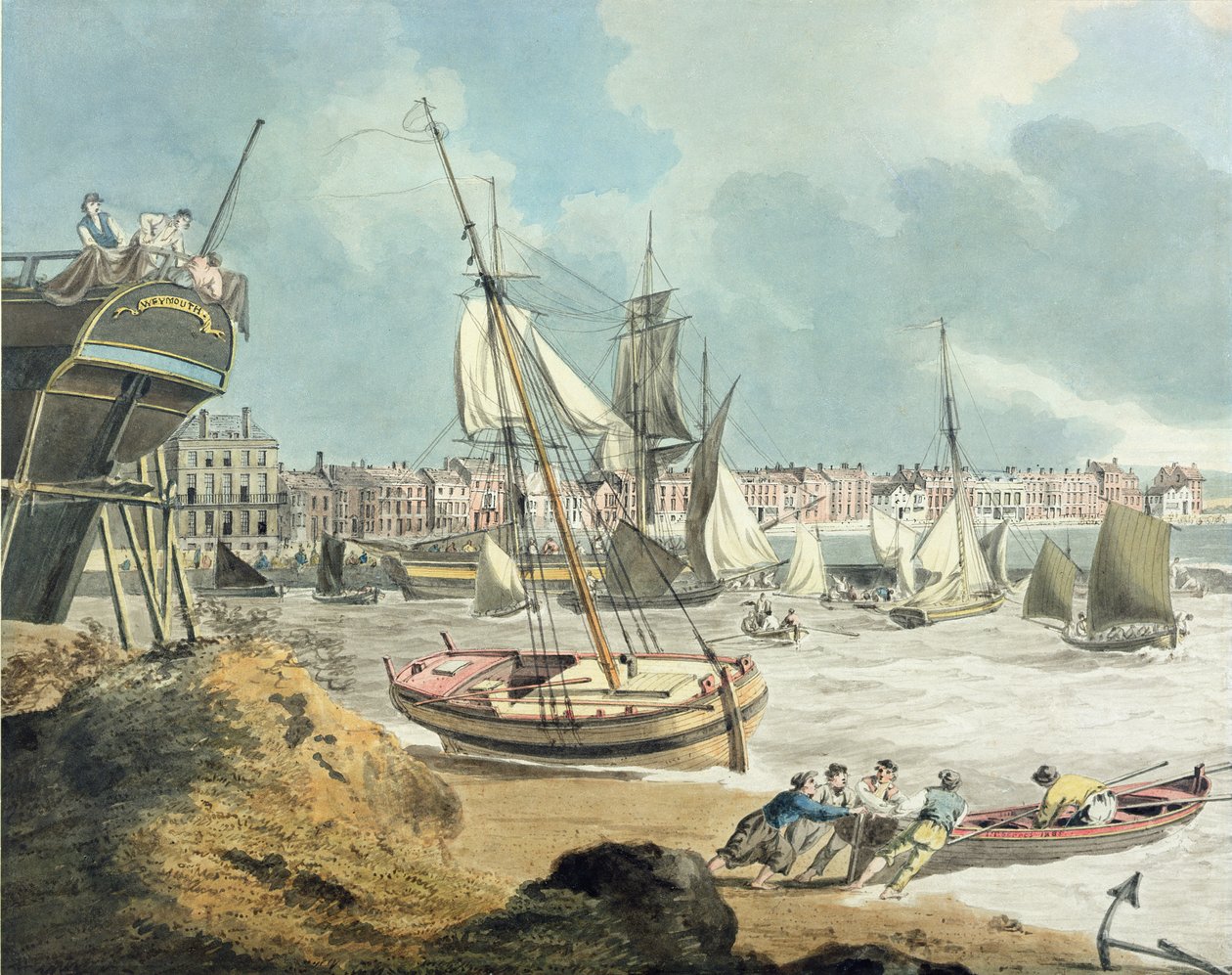Harbour at Weymouth, Dorset, 1805 (pero, inkoust a akvarel na papíře) od John Thomas Serres