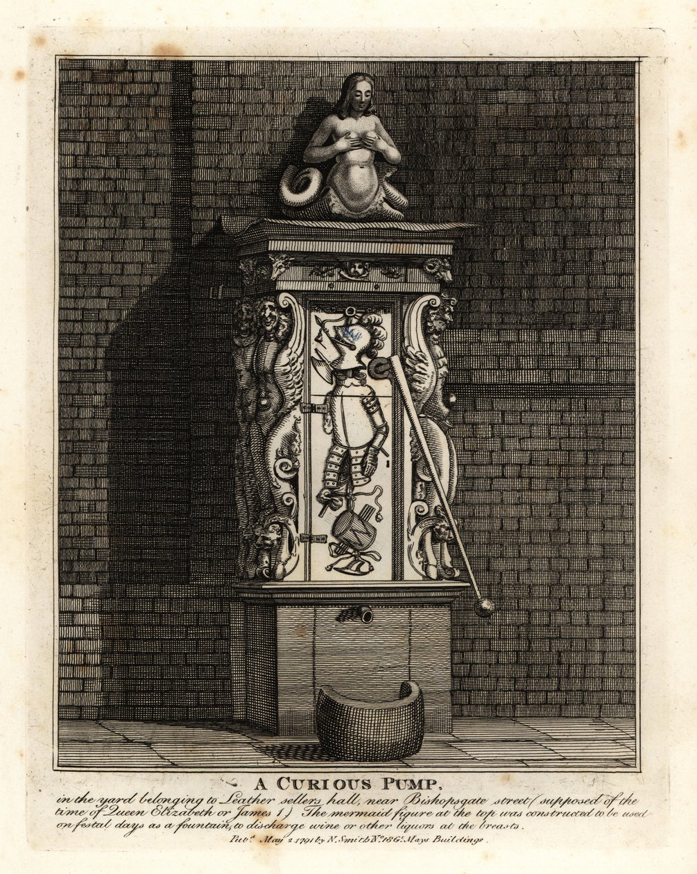 Zvláštní pumpa na dvoře Leathersellers’ Hall, Bishopsgate Street, Londýn od John Thomas Smith