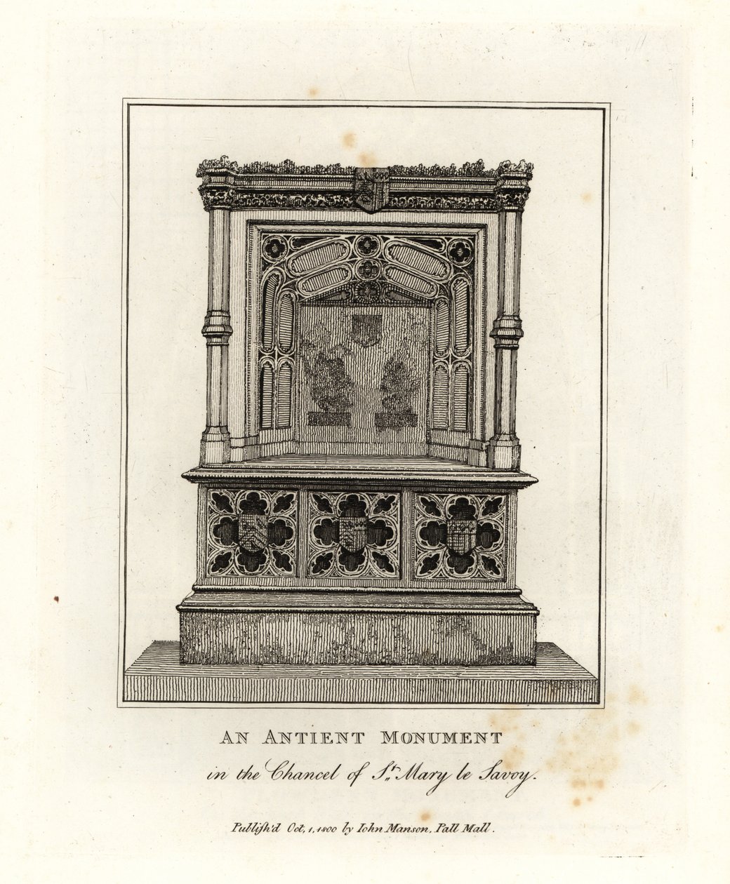 Starověký památník v kněžišti St Mary le Savoy (nyní savojská kaple) od John Thomas Smith