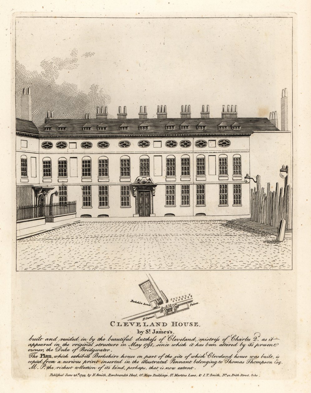 Cleveland House u St James Palace, Londýn od John Thomas Smith