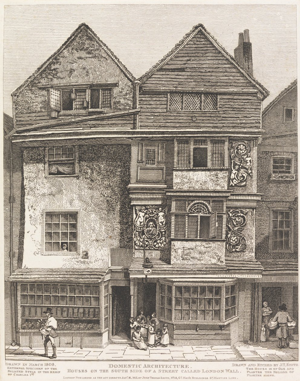 Domy na jižní straně ulice zvané London Wall od John Thomas Smith