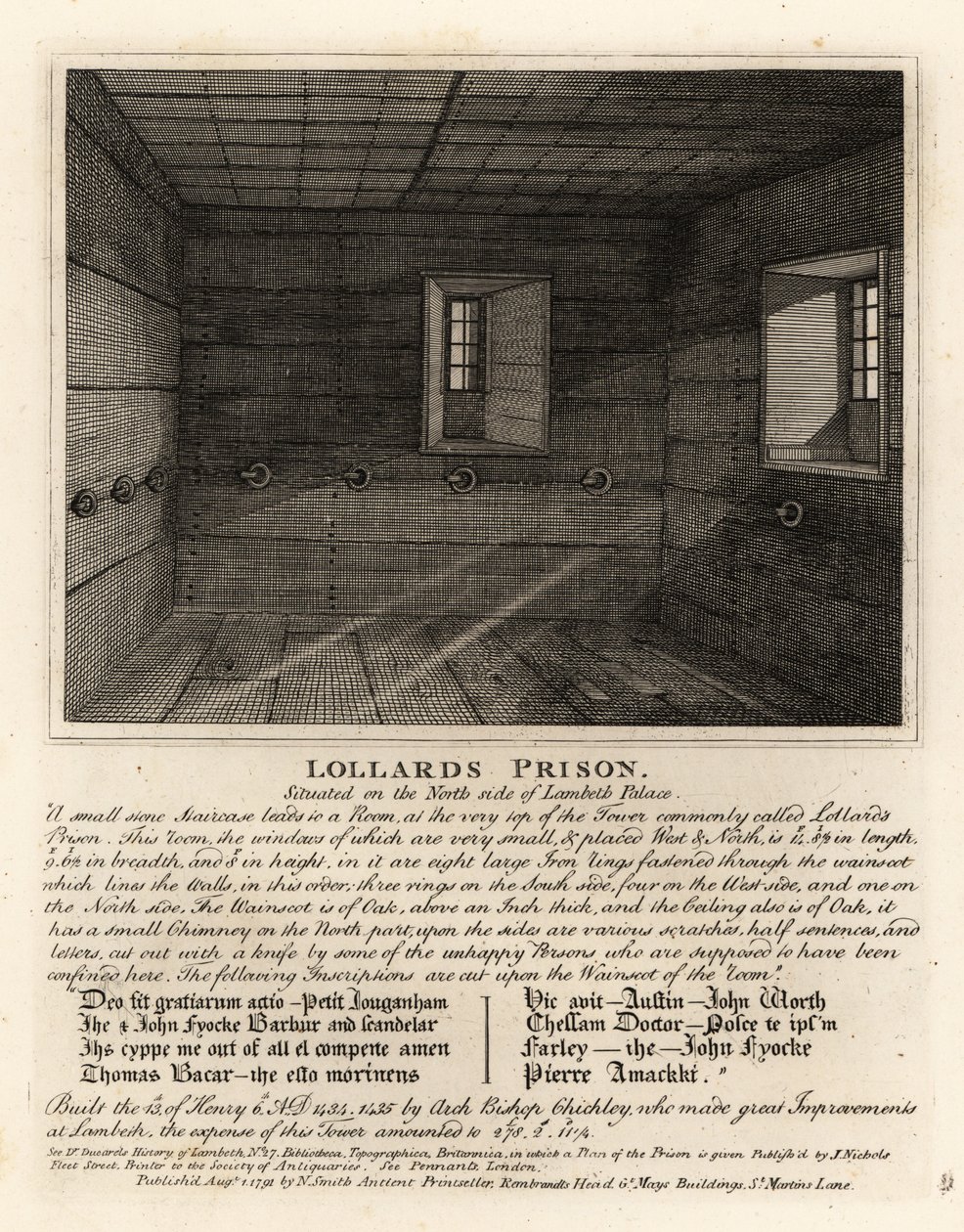 Lollards vězení, ve věži paláce Lambeth od John Thomas Smith