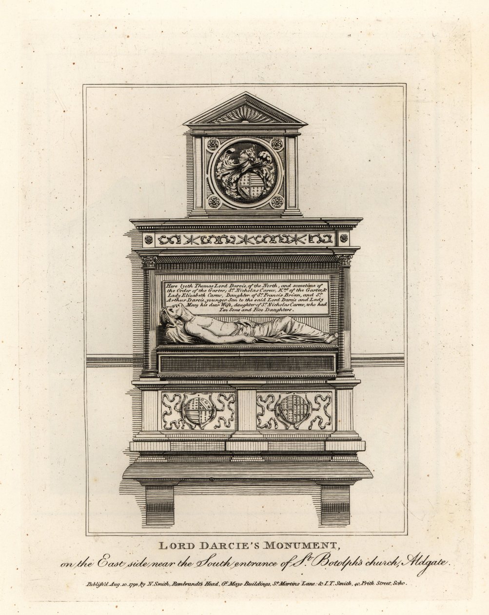 Pomník lorda Darcieho v kostele St Botolph, Aldgate od John Thomas Smith