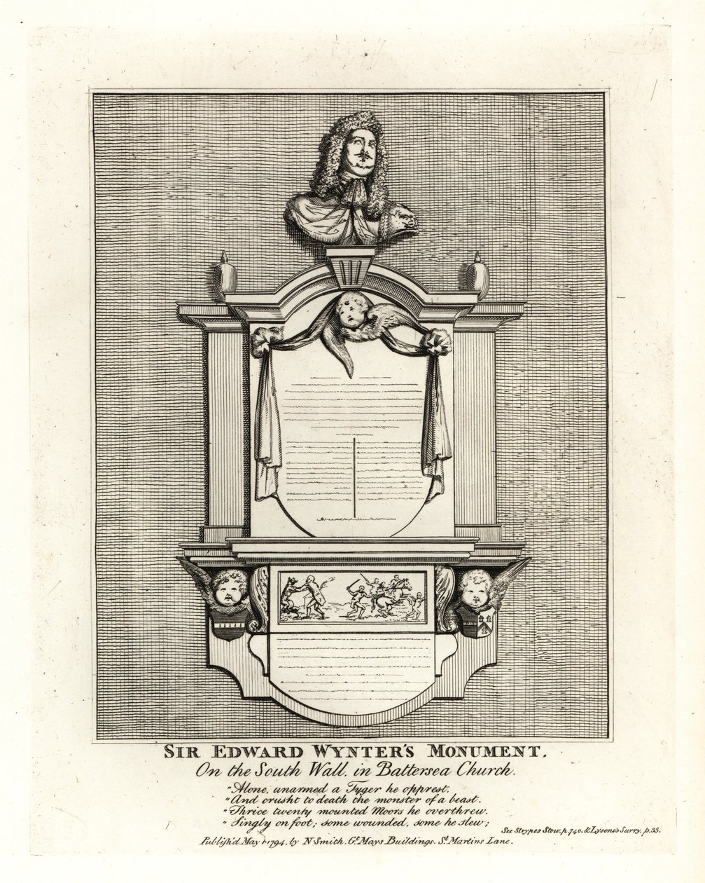 Památník sira Edwarda Wyntera, zemřel v roce 1685, na jižní stěně kostela St Mary