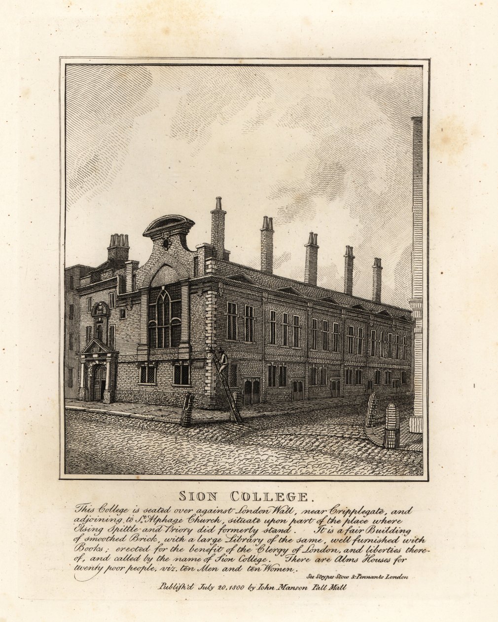 Sion College, na londýnské zdi, poblíž Cripplegate od John Thomas Smith