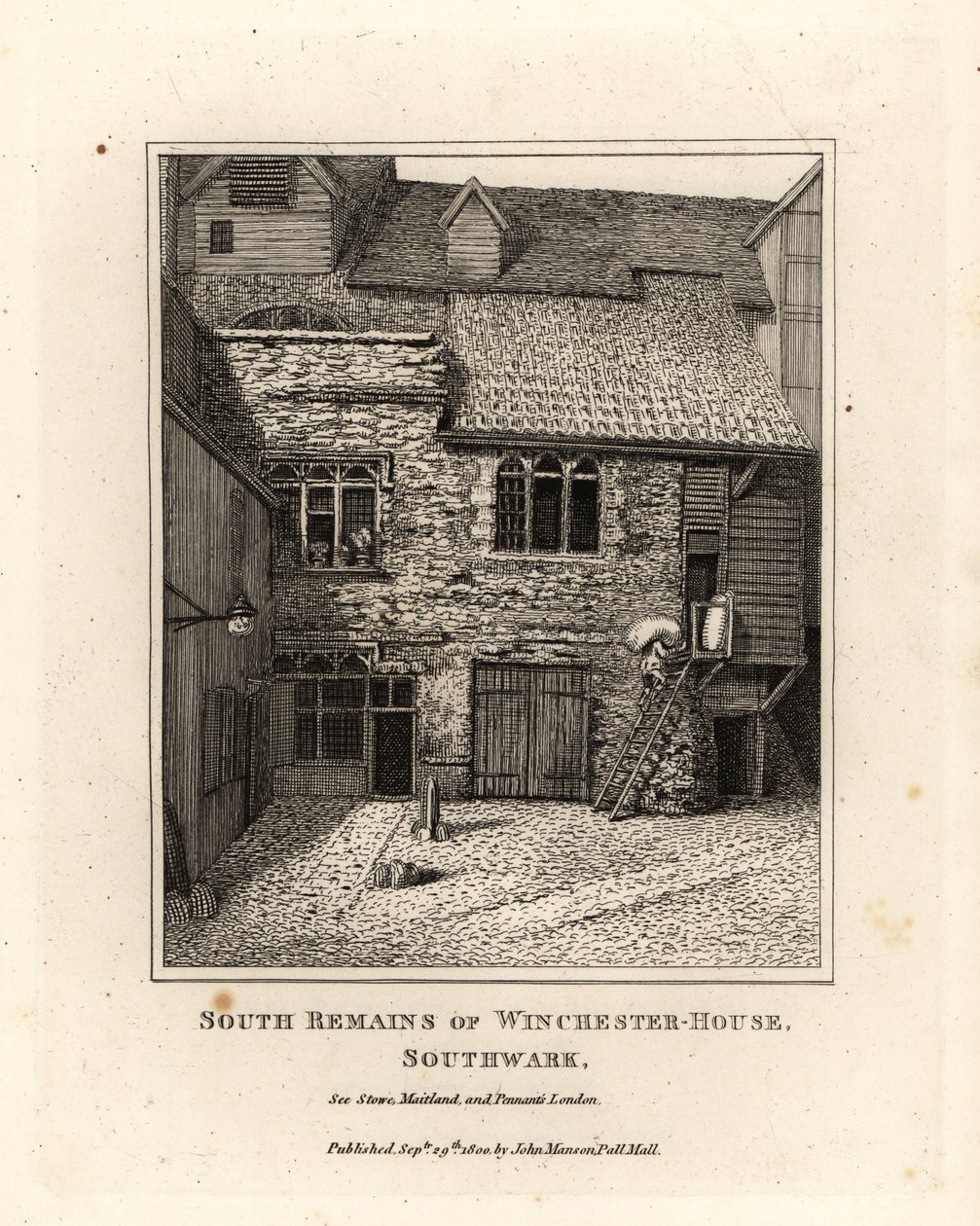 Jižní zbytky Winchester House, Southwark od John Thomas Smith