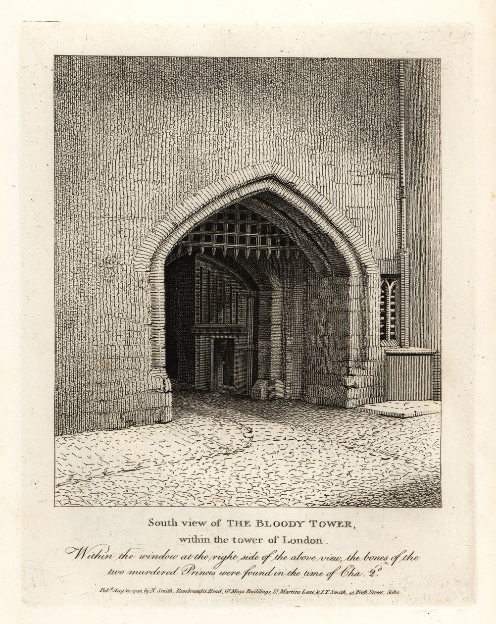 Jižní pohled na Bloody Tower v Tower of London od John Thomas Smith