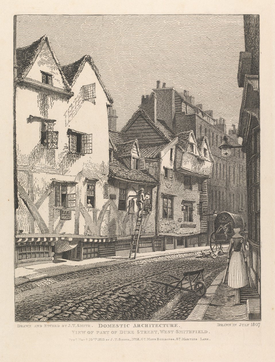 Pohled na část Duke Street, West Smithfield od John Thomas Smith