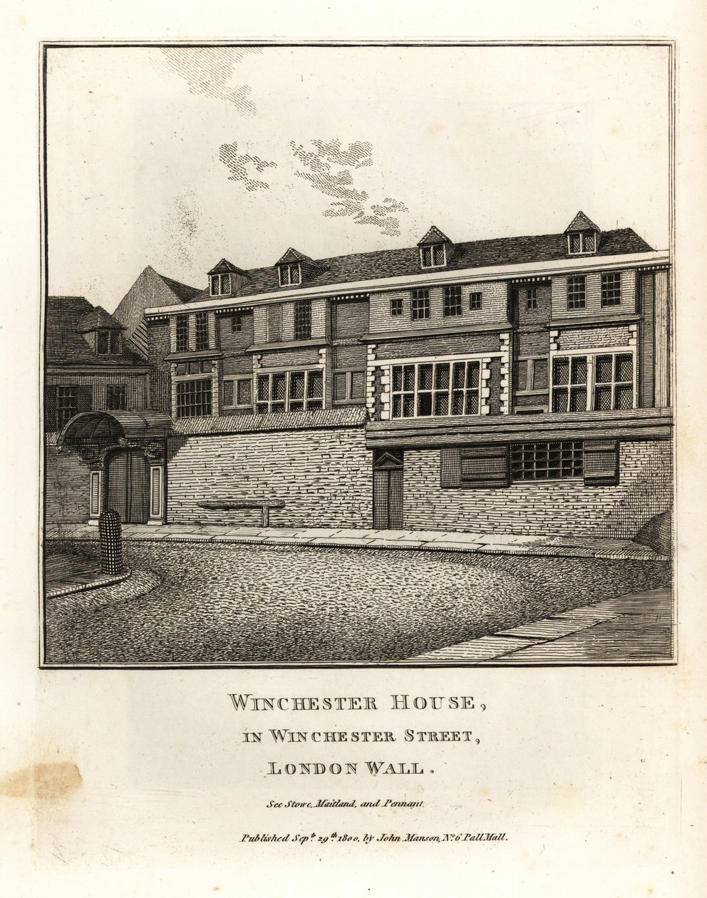 Winchester House ve Winchester Street, London Wall od John Thomas Smith