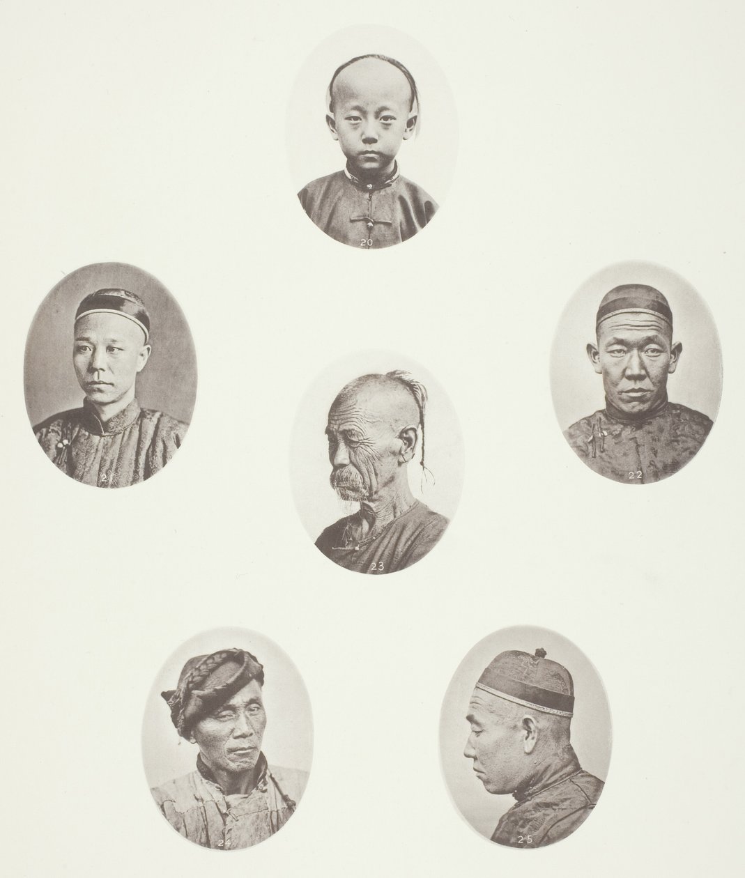 kantonský chlapec; kantonský obchodník; mongolská mužská hlava; Ctihodná hlava; Dělník; Mongolská mužská hlava od John Thomson