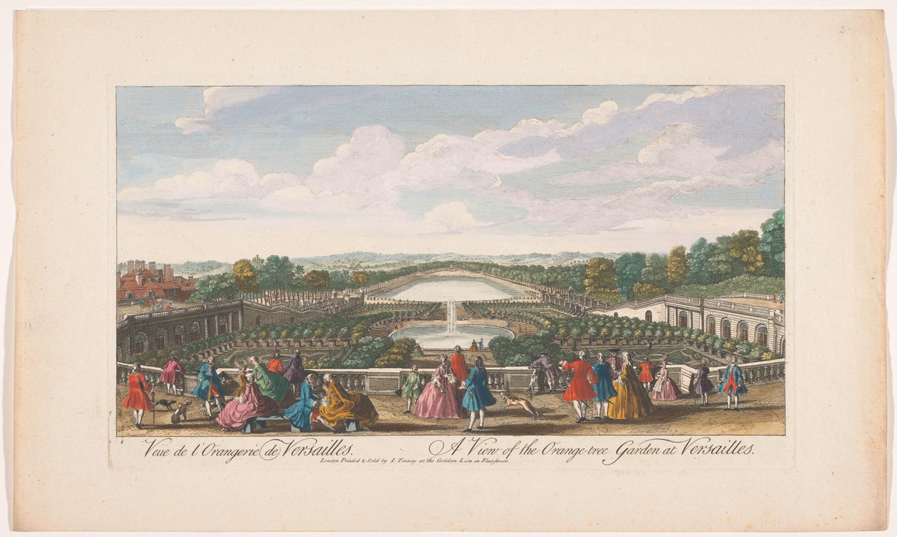 Pohled na pomerančovníky před oranžérií paláce ve Versailles Pohled na pomerančovou zahradu ve Versailles (název na objektu) od John Tinney