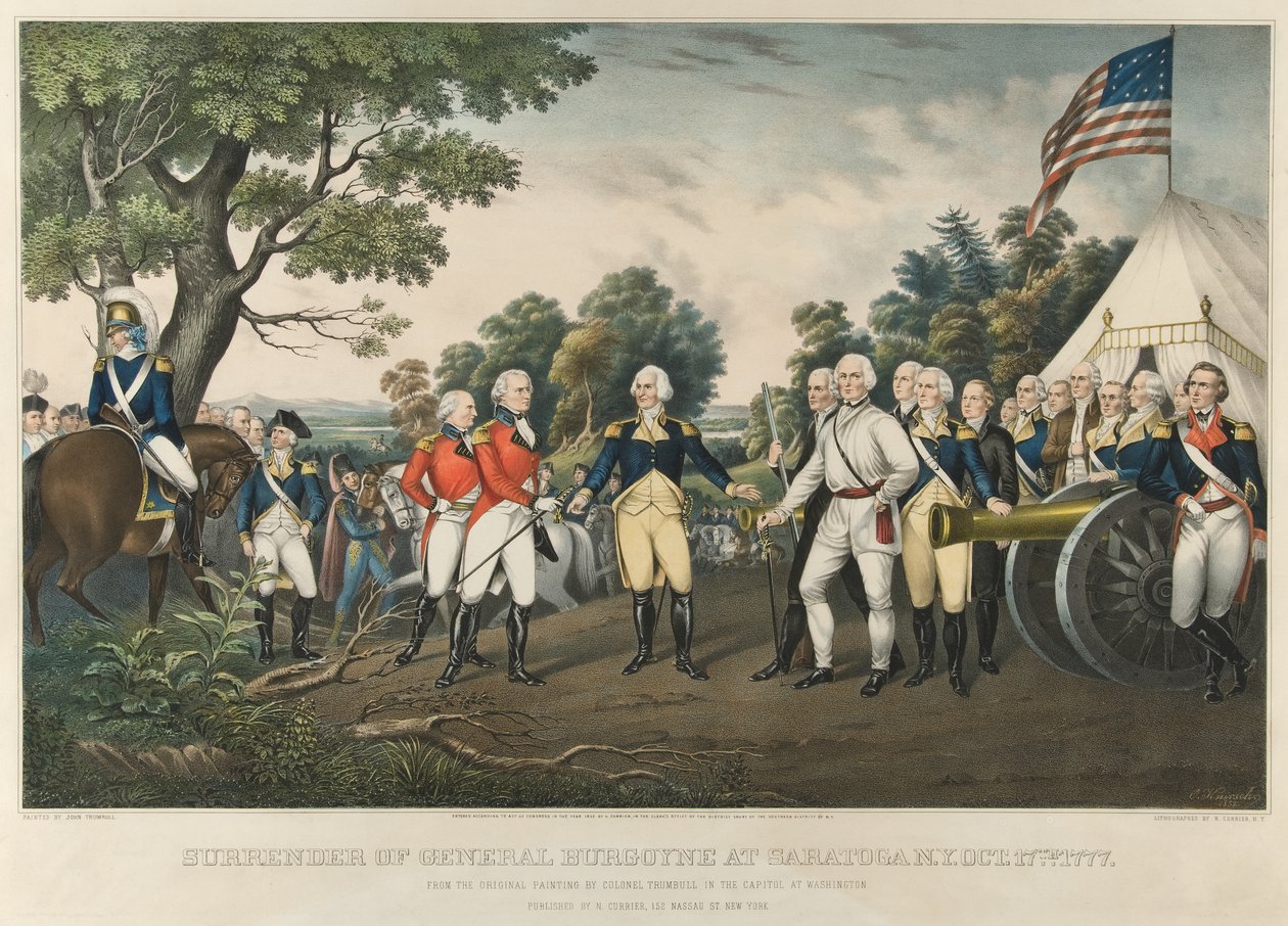 Kapitulace generála Burgoyna v Saratoze, N.Y., 17. října 1777, pub. 1852 od John Trumbull