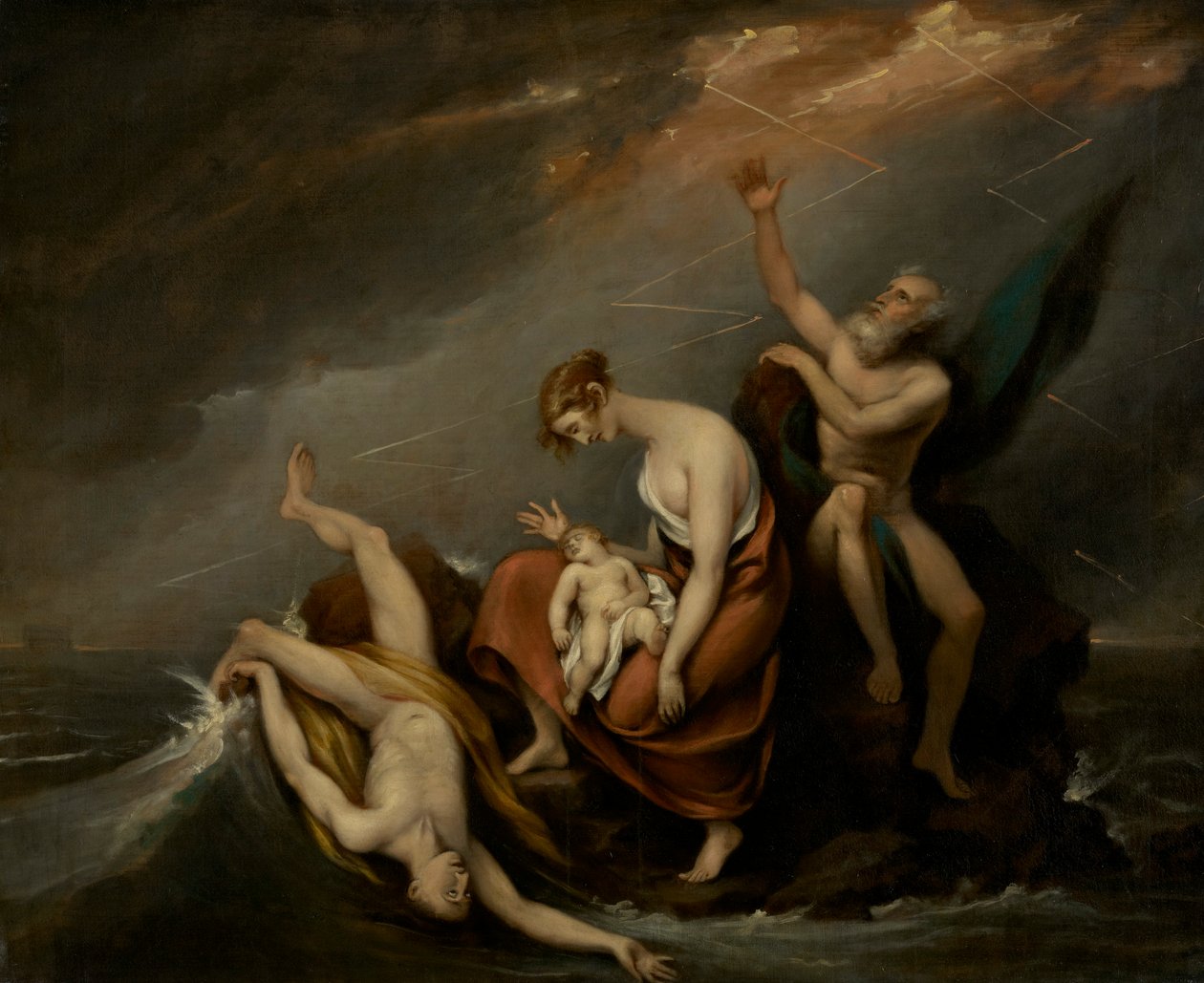 Poslední rodina, která zahynula při potopě (Genesis 7:4-24) od John Trumbull