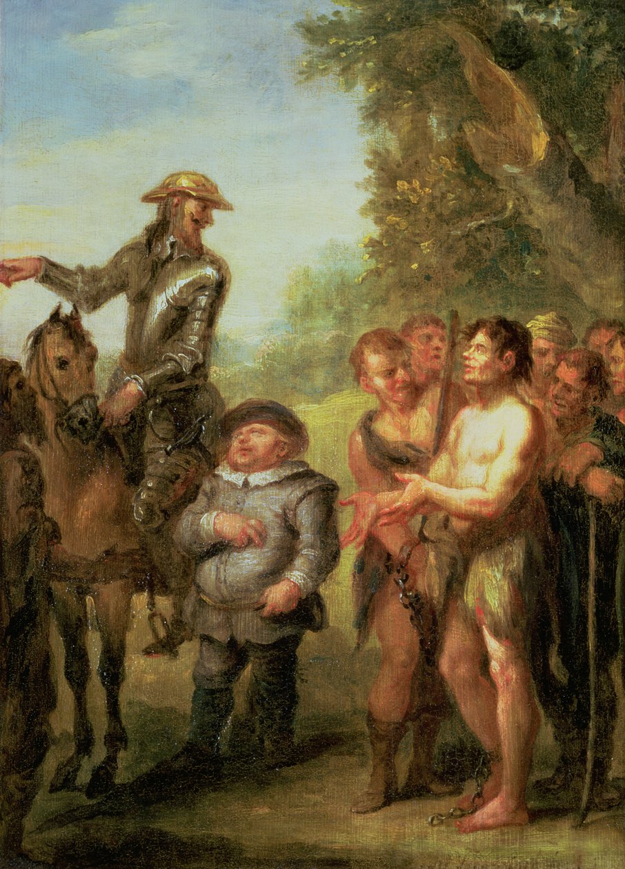 Don Quijote osvobodí galejní otroky od Cervantese Don Quijote (panel) od John Vanderbanck