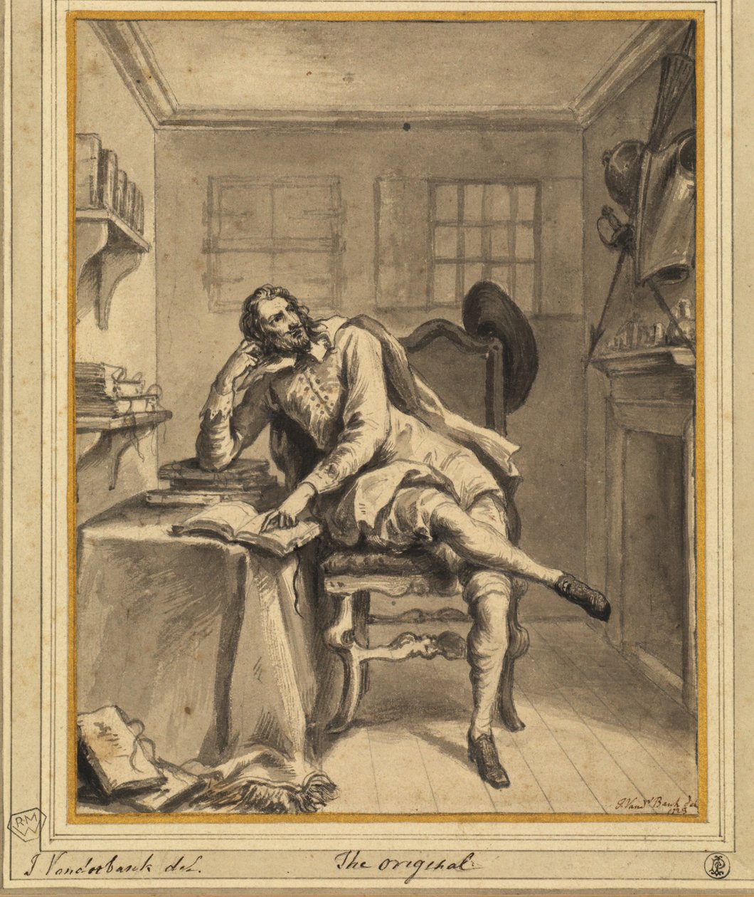 Don Quijote ve své pracovně od John Vanderbanck