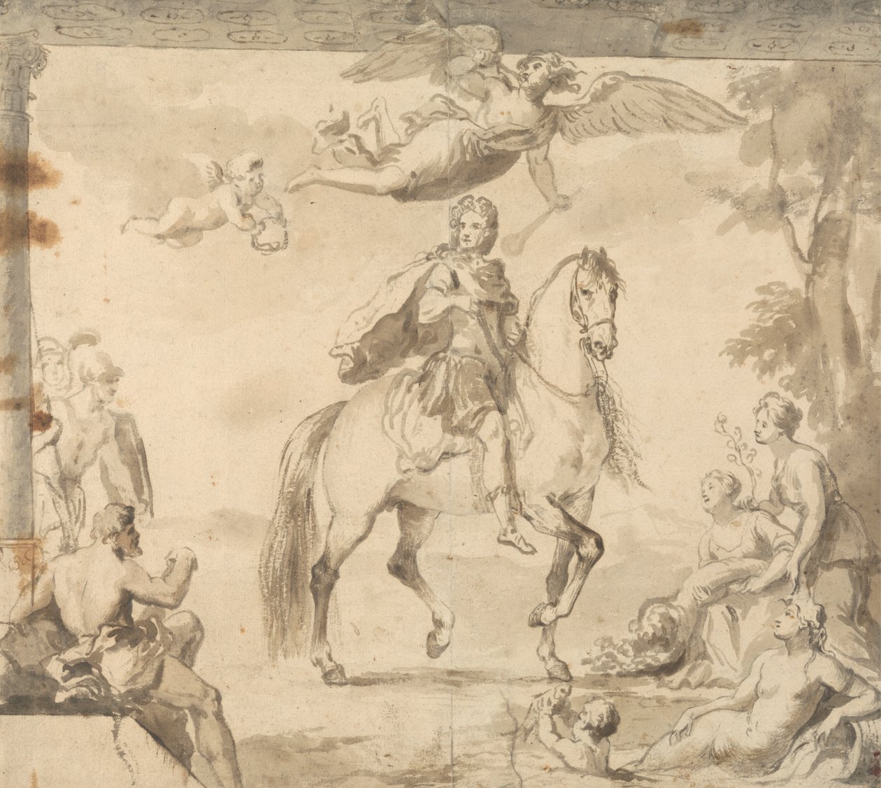 Přípravná studie na dekoraci „Jezdecký portrét George I“ od John Vanderbank