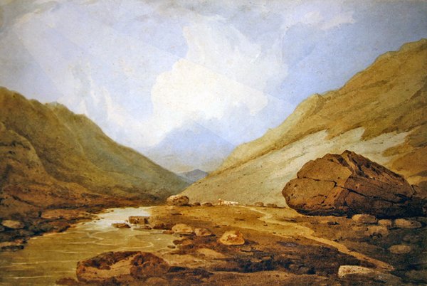 Pohled na průsmyk Llanberis (akvarel na papíře) od John Varley