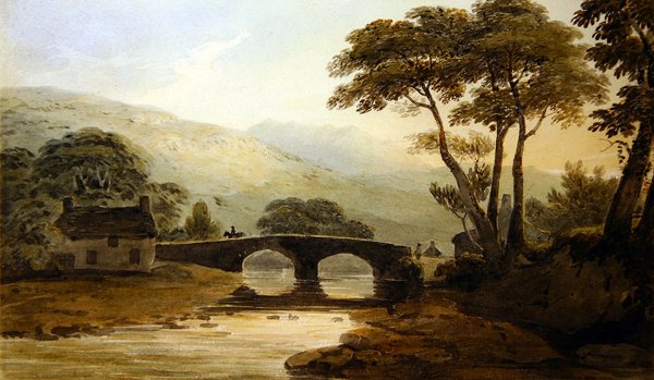 Beddgelert Bridge (akvarel na papíře) od John Varley
