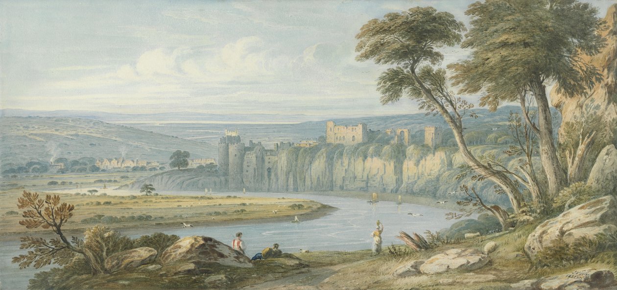Hrad Chepstow (wc na papíře) od John Varley