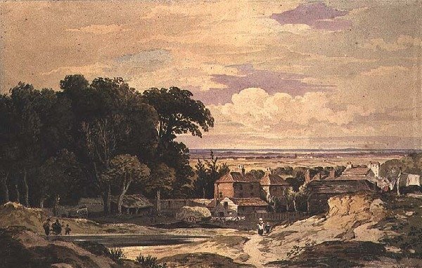 Frognal, Hampstead, cca 1825 (akvarel) od John Varley