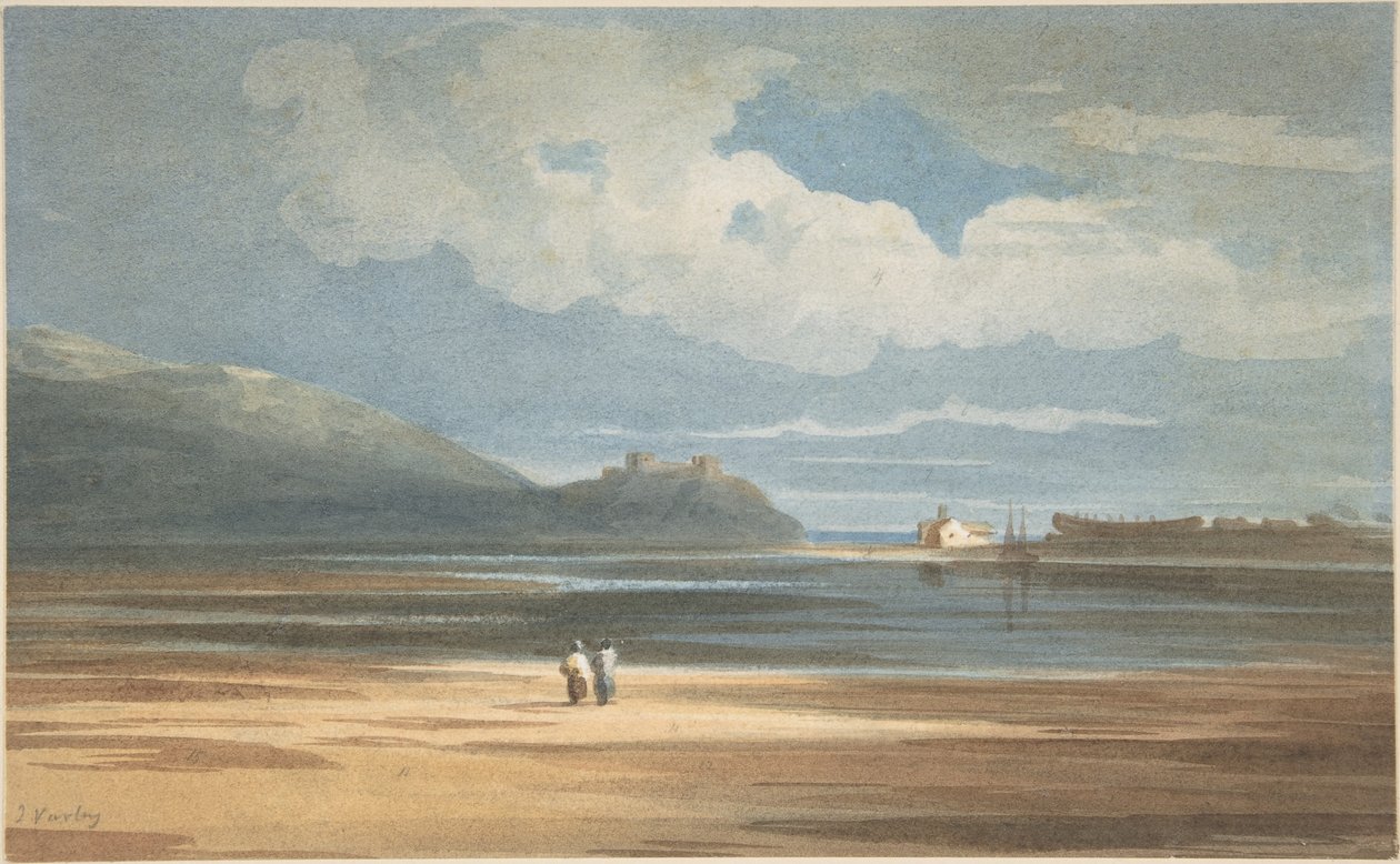 Hrad Harlech přes Traeth Mawr od John Varley