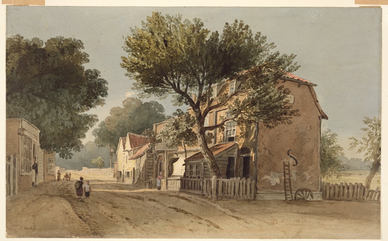 Leyton, Essex, kolem roku 1800 (akvarel na papíře) od John Varley