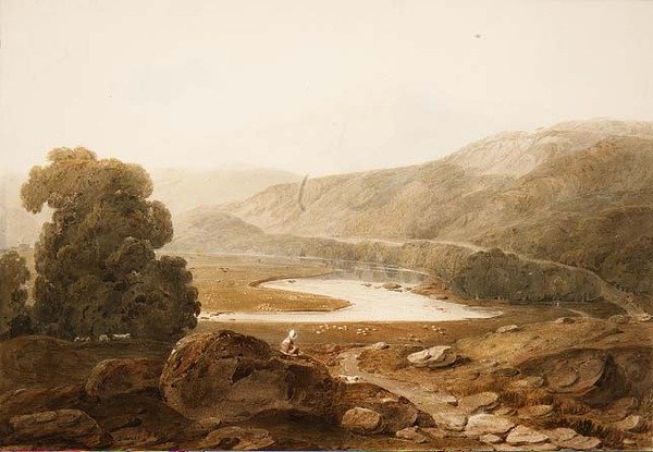 No.1607 Vale of the River Mawddach, Wales, cca 1805 (akvarel a černá křída na papíře) od John Varley