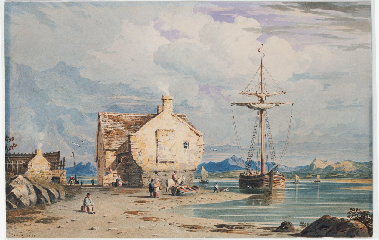 Tegwin Ferry se Snowdonem v dálce, z blízkosti Harlech, Severní Wales, 1826 od John Varley
