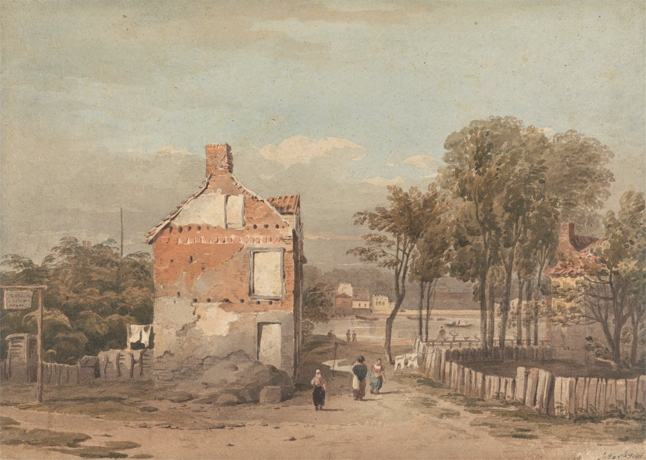 Temže poblíž věznice, Millbank, Londýn od John Varley