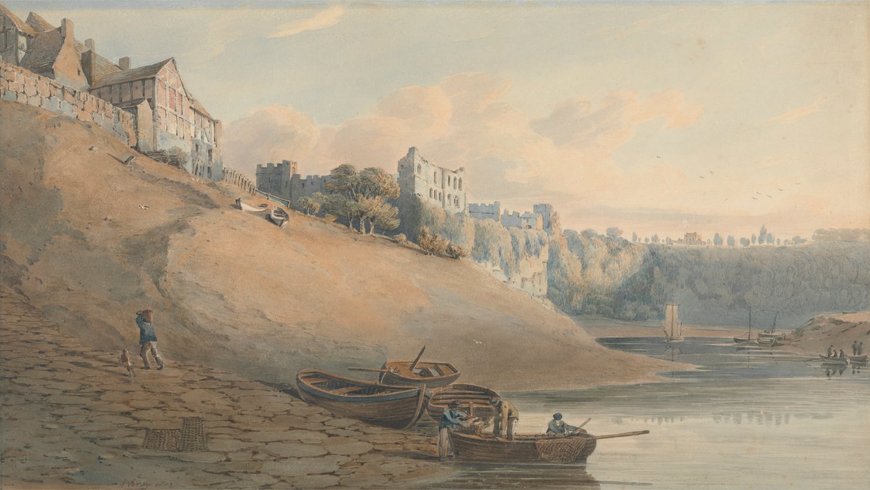Pohled na hrad Chepstow, Monmouthshire, z pod mostem od John Varley