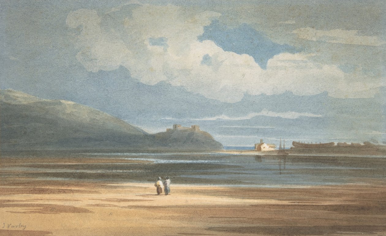 Hrad Harlech přes Traeth Mawr, 1800-1842. od John Varley I