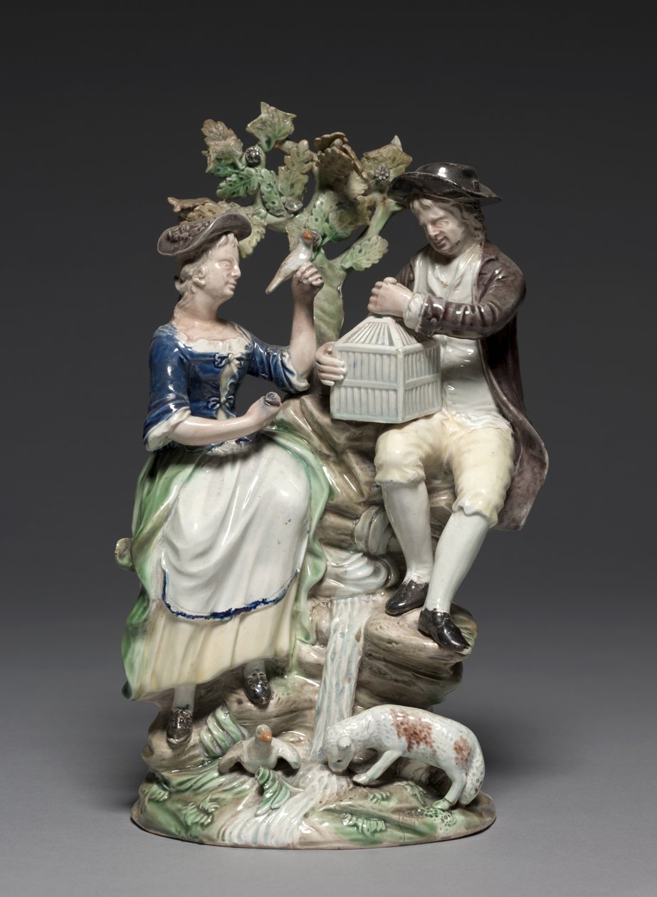 Skupina s Birdcage, vyrobeno Staffordshire Factory, kolem roku 1770 od John Voyez