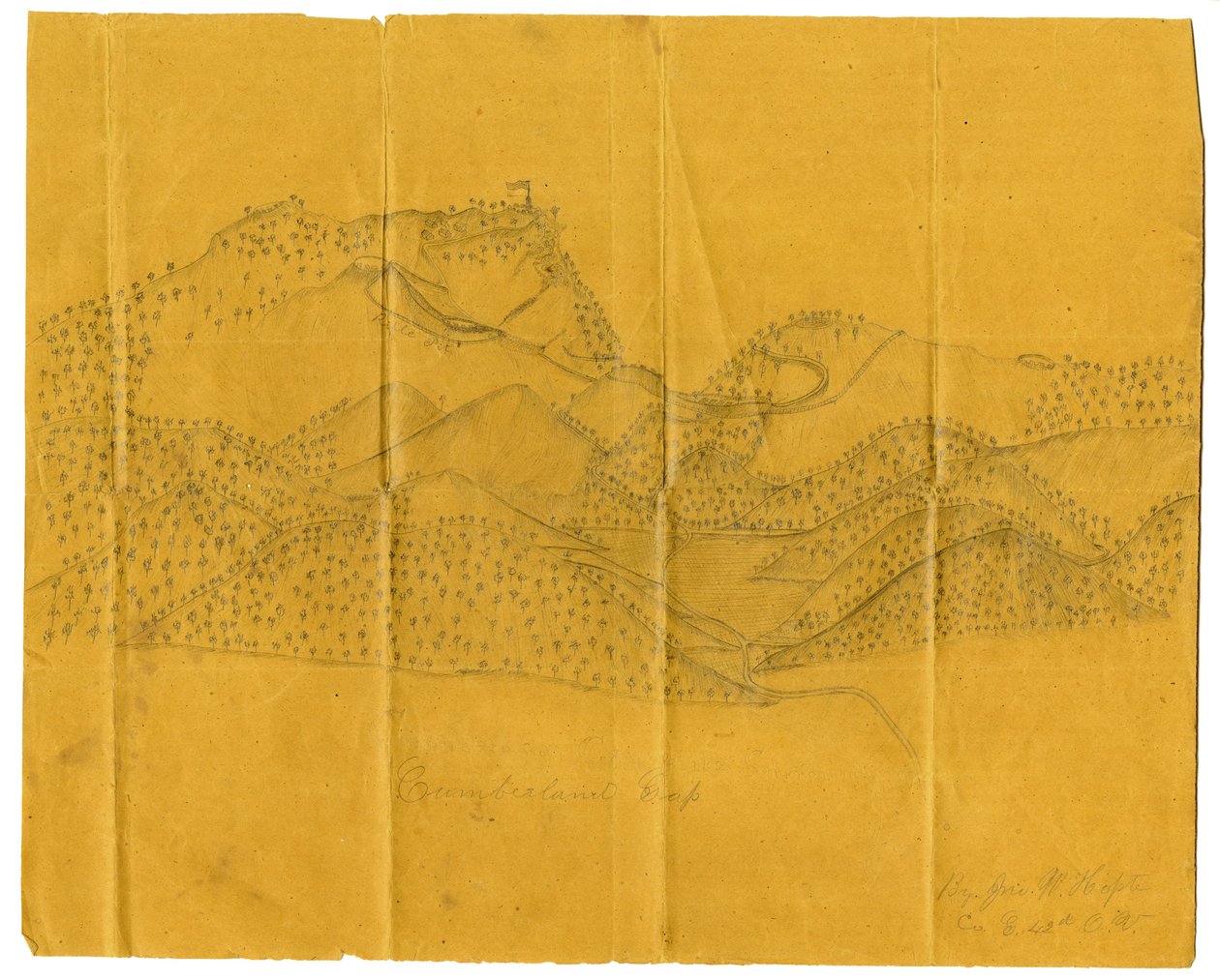 Tužka ilustrace Cumberland Gap, c.1862-1865 od John W. Hopte