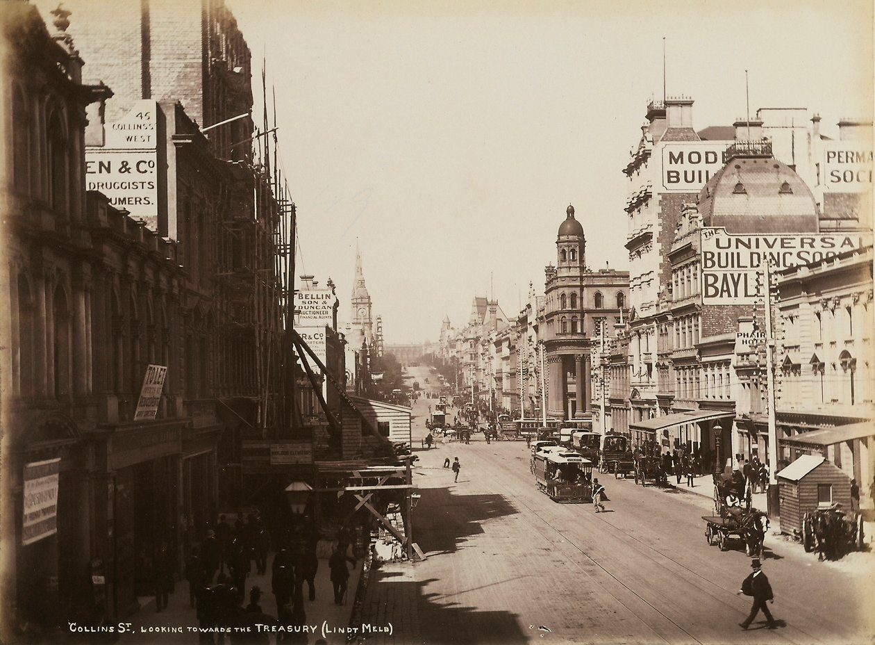Collins Street, Melbourne, kolem roku 1880 od John W. Lindt