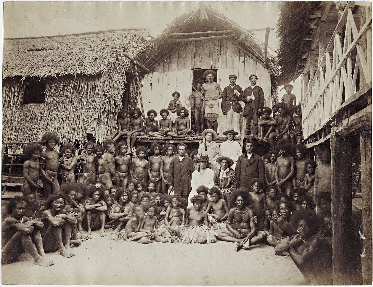 Mission House Parimata, Aroma, Nová Guinea, 1885 (tisk alba) od John W. Lindt