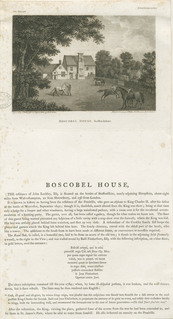 Boscobel House: rytina, nd [1. listopadu 1800] od John Walker